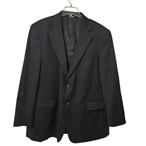 Stafford Super Suit Black Wool Blazer Sports Coat Size 46R 2 Button One Vent